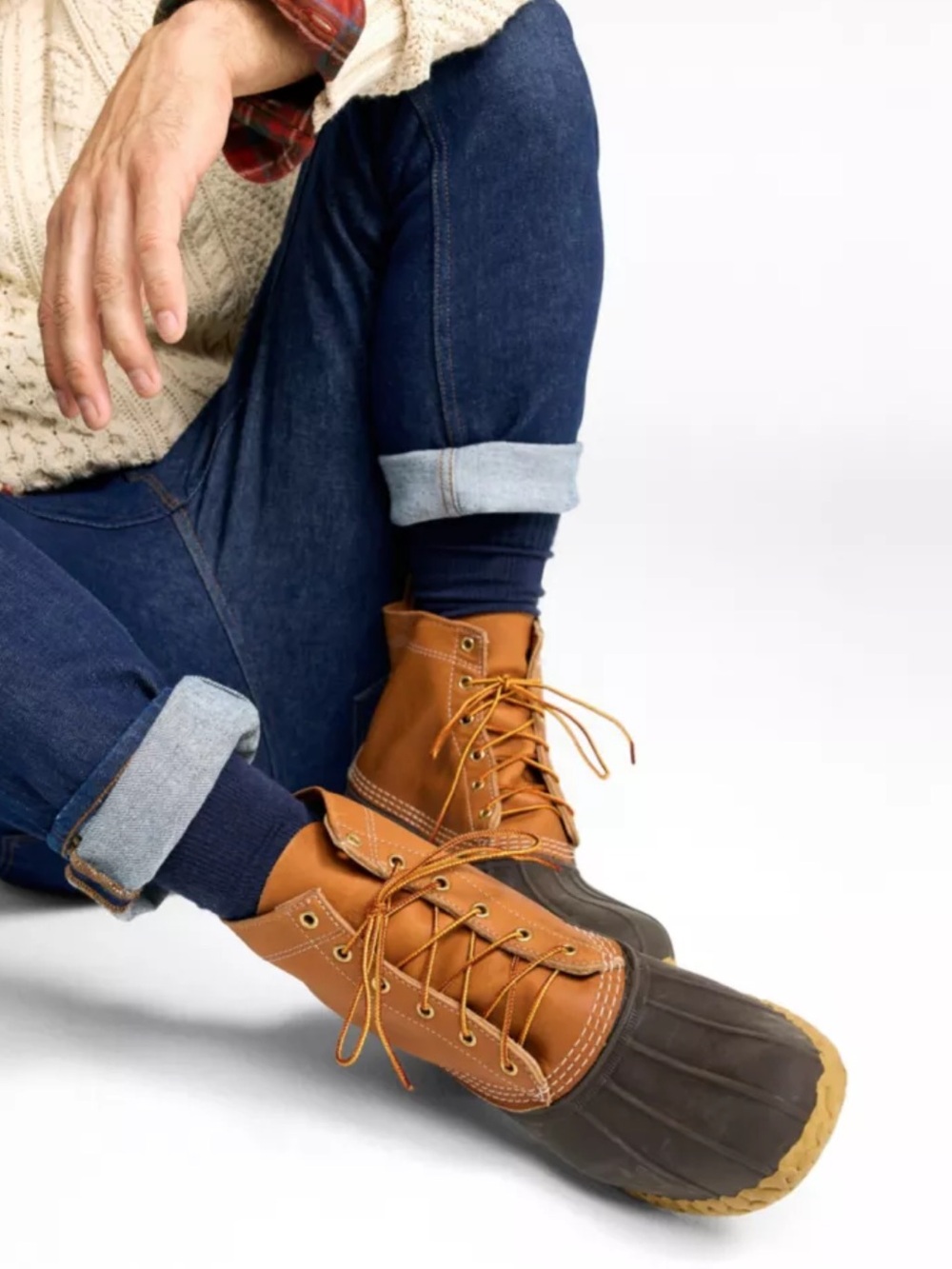 L.L. Bean 6 bean boots  Men size 8 Two-Tone Leather Duck Boots in Tan and Brown